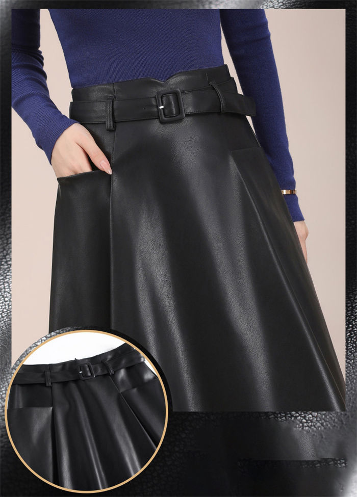 新商品登場レザー スカート Aライン レディース 通販 ミドル丈 ミドル ひざ下 膝下 ボトムス 上品 無地 シンプル 大人 きれいめ 脚長効果 高見え 秋冬 秋 冬 おしゃれ オフィス カジュアル