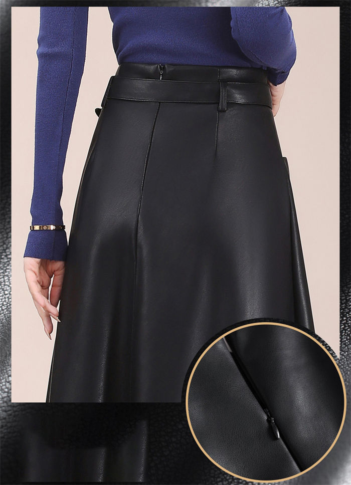 新商品登場レザー スカート Aライン レディース 通販 ミドル丈 ミドル ひざ下 膝下 ボトムス 上品 無地 シンプル 大人 きれいめ 脚長効果 高見え 秋冬 秋 冬 おしゃれ オフィス カジュアル