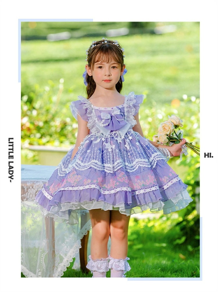 ロリータドレス 袖無し 可愛い 幼稚園 パープル コスチューム ドレス