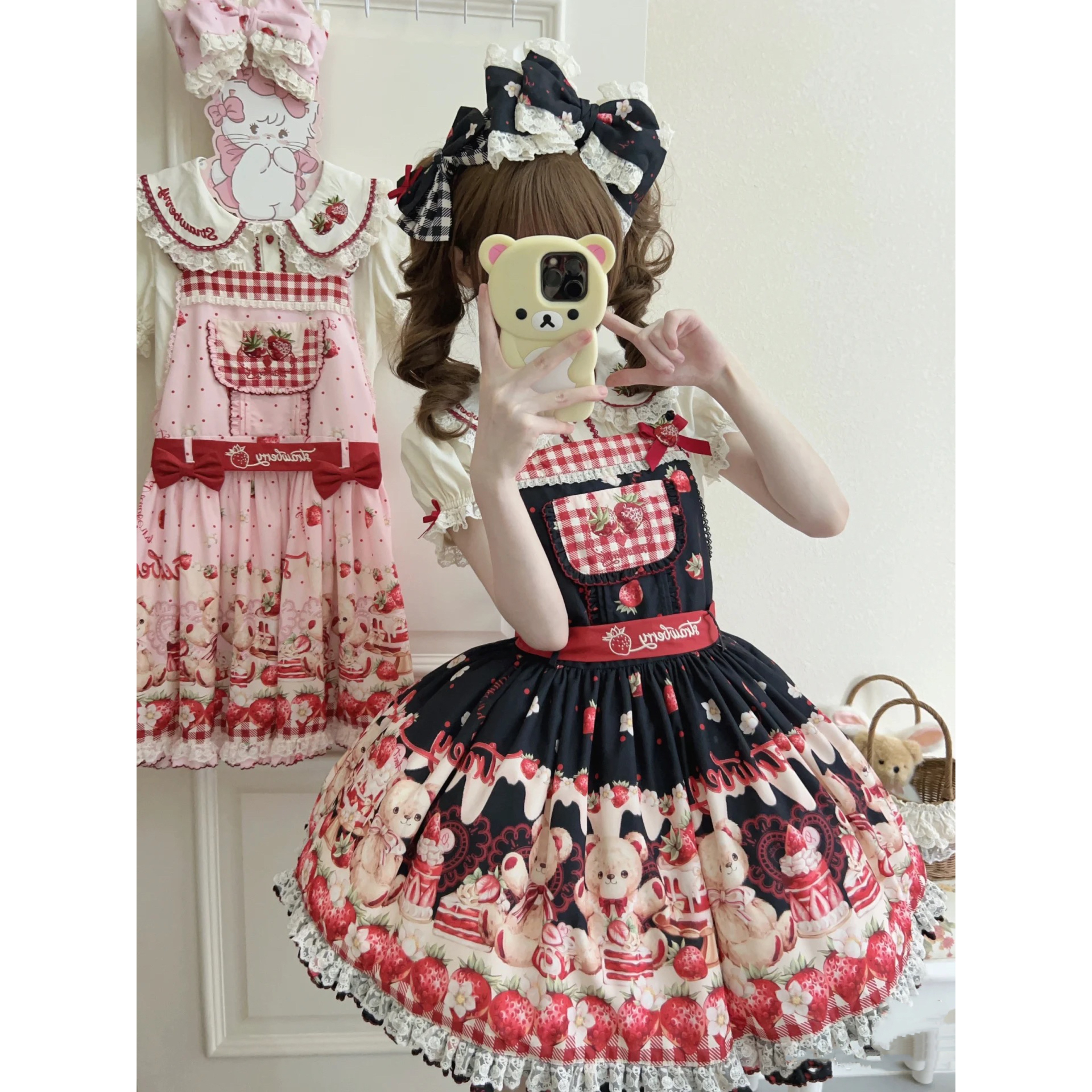 Lolita夏款自制内搭洛丽塔娃娃领可爱刺绣草莓短袖JSK打底衣 Lolita夏款自制内搭洛丽塔娃娃领可爱刺绣草莓短袖JSK打底衣