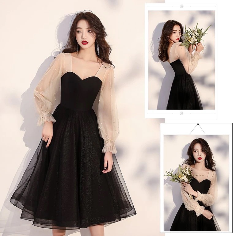 パーティードレス ワンピース ミドル丈 ドレス 結婚式 二次会 お呼ばれ 忘年会 フォーマル 袖あり パーティードレス ワンピース ミドル丈 ドレス 結婚式 二次会 お呼ばれ 忘年会 フォーマル 袖あり