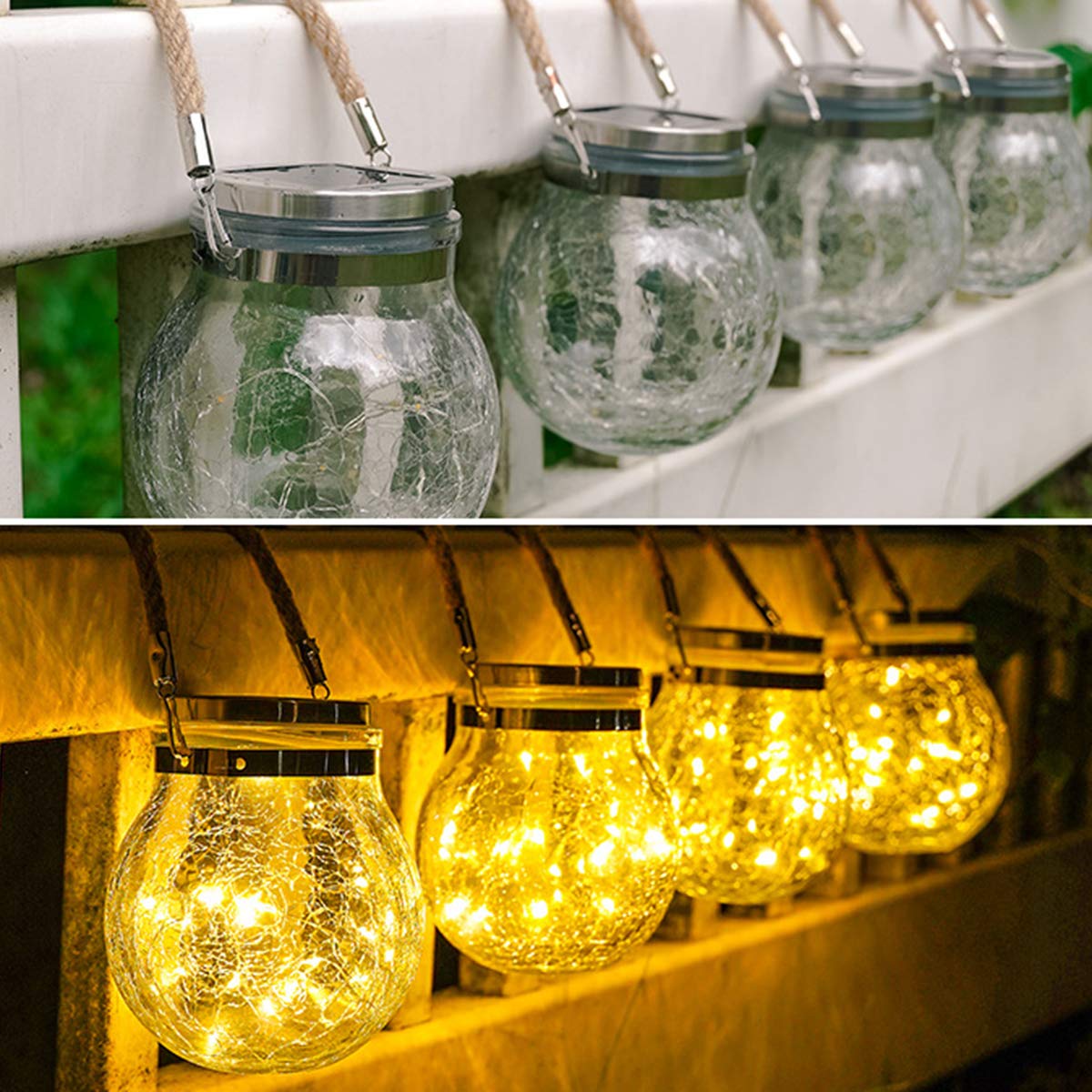 Yissone ソーラーボールライト 吊り下げ 屋外 庭 ひび割れたガラス 防水 グローブランプ 照明 ハンドル付き サイズ 大きい パティオ 通路 クリスマスパーティー用 Yissone ソーラーボールライト 吊り下げ 屋外 庭 ひび割れたガラス 防水 グローブランプ 照明 ハンドル付き サイズ 大きい パティオ 通路 クリスマスパーティー用