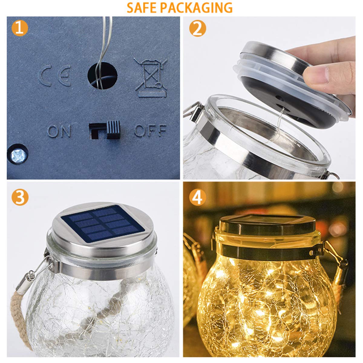 Yissone ソーラーボールライト 吊り下げ 屋外 庭 ひび割れたガラス 防水 グローブランプ 照明 ハンドル付き サイズ 大きい パティオ 通路 クリスマスパーティー用 Yissone ソーラーボールライト 吊り下げ 屋外 庭 ひび割れたガラス 防水 グローブランプ 照明 ハンドル付き サイズ 大きい パティオ 通路 クリスマスパーティー用