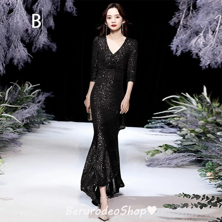 TIME HLDERイブニングドレス マーメイドドレス シルバー スパンコール キラキラドレス ロングドレス フレア オシャレ 発表会ドレス マーメイドライン Vネック 7分袖 20代 30代 TIME HLDERイブニングドレス マーメイドドレス シルバー スパンコール キラキラドレス ロングドレス フレア オシャレ 発表会ドレス マーメイドライン Vネック 7分袖 20代 30代