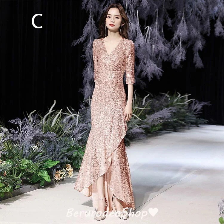 TIME HLDERイブニングドレス マーメイドドレス シルバー スパンコール キラキラドレス ロングドレス フレア オシャレ 発表会ドレス マーメイドライン Vネック 7分袖 20代 30代 TIME HLDERイブニングドレス マーメイドドレス シルバー スパンコール キラキラドレス ロングドレス フレア オシャレ 発表会ドレス マーメイドライン Vネック 7分袖 20代 30代