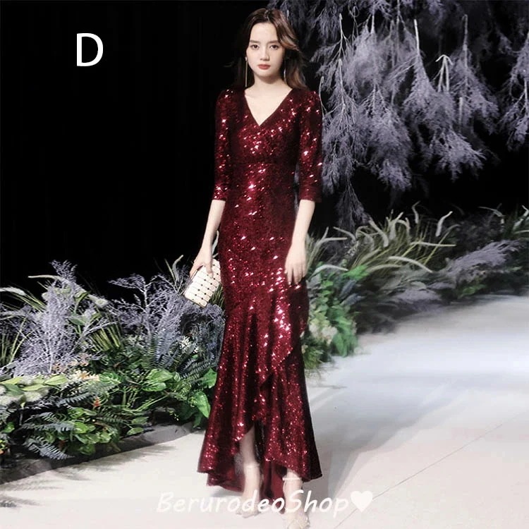 TIME HLDERイブニングドレス マーメイドドレス シルバー スパンコール キラキラドレス ロングドレス フレア オシャレ 発表会ドレス マーメイドライン Vネック 7分袖 20代 30代 TIME HLDERイブニングドレス マーメイドドレス シルバー スパンコール キラキラドレス ロングドレス フレア オシャレ 発表会ドレス マーメイドライン Vネック 7分袖 20代 30代