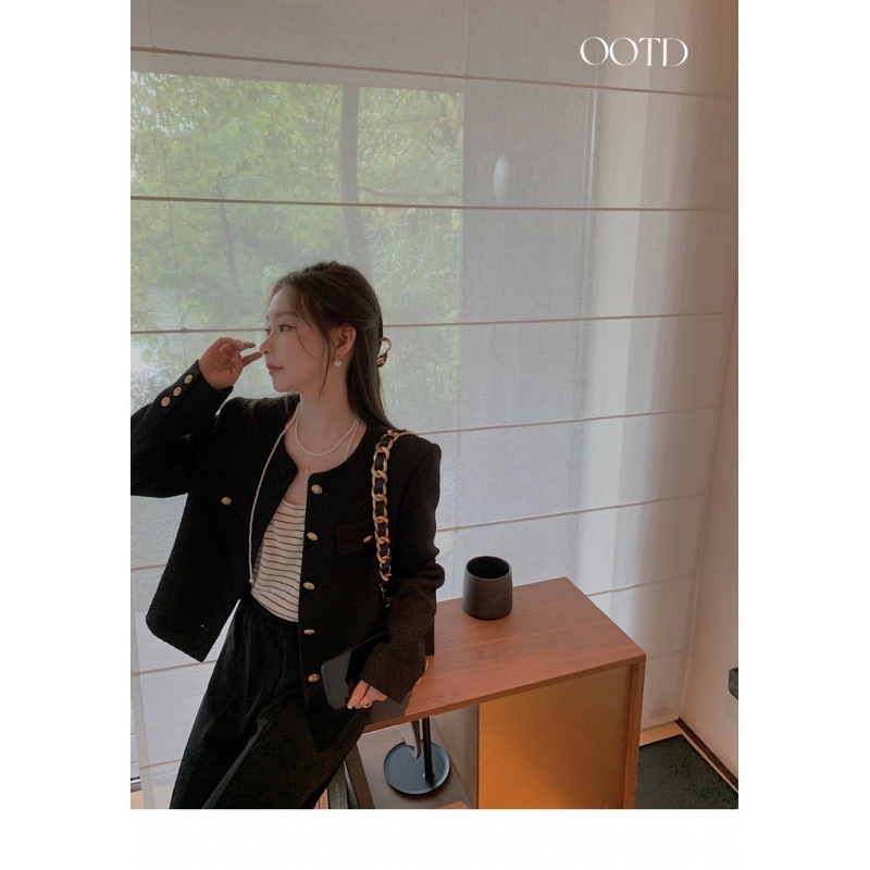 ウール混紡の小香コート女性の春と秋の短い高級感揚げ街の雰囲気セレブのトップス ウール混紡の小香コート女性の春と秋の短い高級感揚げ街の雰囲気セレブのトップス