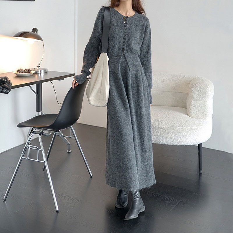 ニットセットアップ レディース セーターセットアップ 秋冬 2点セット スカートスーツ 厚手 ニットカーディガン+スカートセーター 前開け ボタン ゆったり Aライン ロング ニットスカート 長袖 リ ニットセットアップ レディース セーターセットアップ 秋冬 2点セット スカートスーツ 厚手 ニットカーディガン+スカートセーター 前開け ボタン ゆったり Aライン ロング ニットスカート 長袖 リ