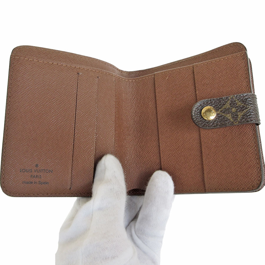 ルイ ヴィトン LOUIS VUITTON 二つ折り財布 モノグラム コンパクトジップ モノグラムキャンバス ブラウン ゴールド ユニセックス M61667 s0388f