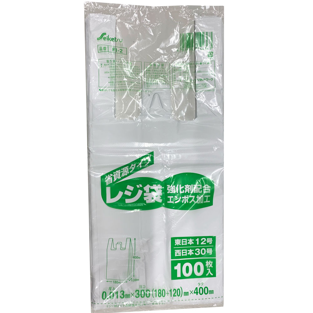 レジ袋 セイケツネットワーク 30号 FI-2 乳白色 30cmX40cm 100枚入り X60パック