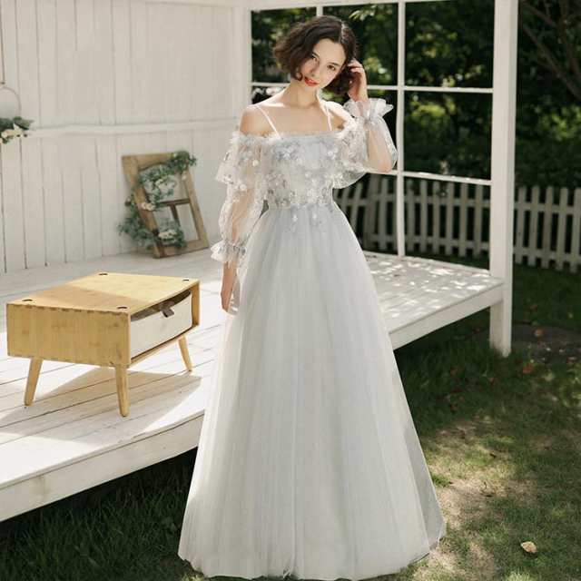 【2025新作】5種類 2色 ロング丈 ミモレ丈 ブライズメイド ドレス ロング 袖付き ワンピース ピアノ ピアノ発表会 演奏会ドレス 演奏会用ドレス 編み上げ 大きいサイズ 大人 イブニングドレス