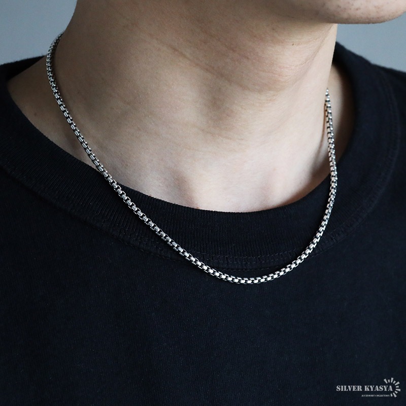 925 ボックスチェーンネックレス 幅3mm [cs062-3mm]
