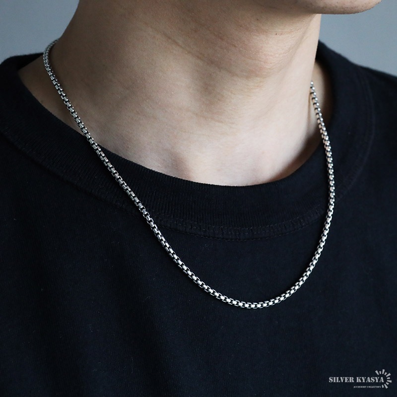 925 ボックスチェーンネックレス 幅3mm [cs062-3mm]