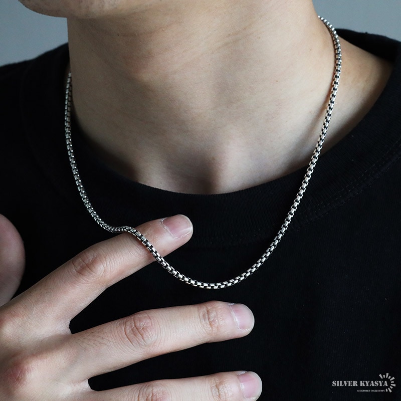 925 ボックスチェーンネックレス 幅3mm [cs062-3mm]