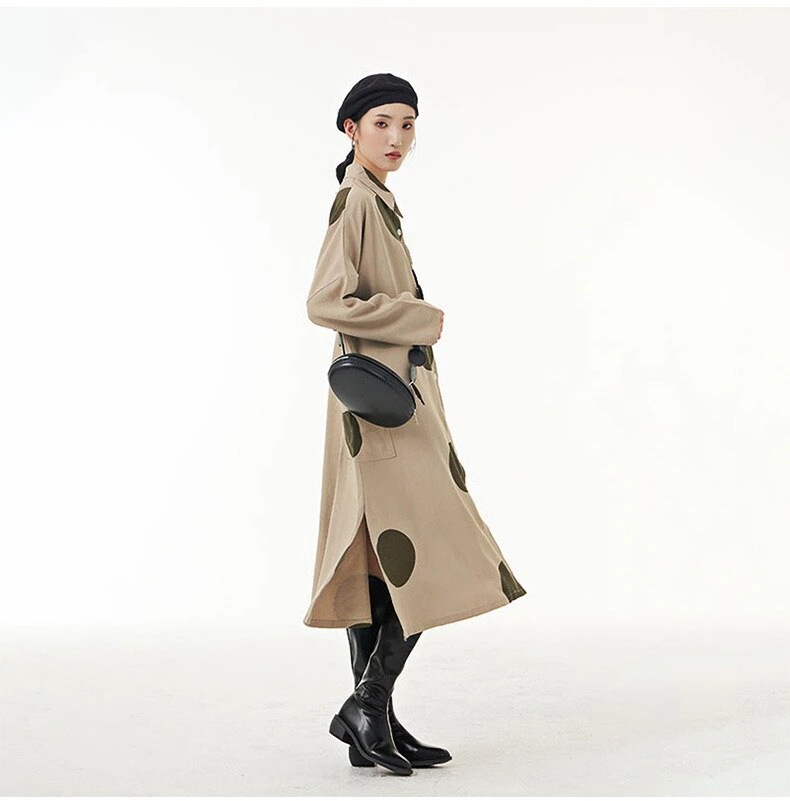 可愛いドットシャツワンピースロング長袖ブラウスレディース韓国ファッション秋服着痩せ効果リネンカーディガン 母の日 可愛いドットシャツワンピースロング長袖ブラウスレディース韓国ファッション秋服着痩せ効果リネンカーディガン 母の日