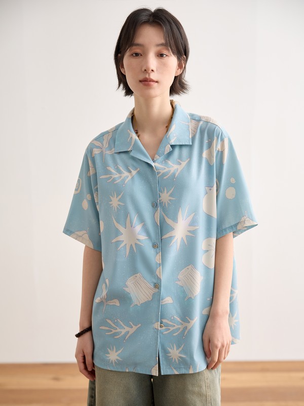 夏の新作プリント半袖シャツトップオリジナルルーズカジュアル半袖シャツ 夏の新作プリント半袖シャツトップオリジナルルーズカジュアル半袖シャツ