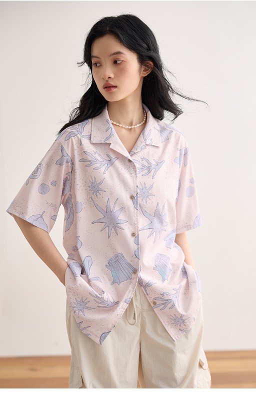夏の新作プリント半袖シャツトップオリジナルルーズカジュアル半袖シャツ 夏の新作プリント半袖シャツトップオリジナルルーズカジュアル半袖シャツ