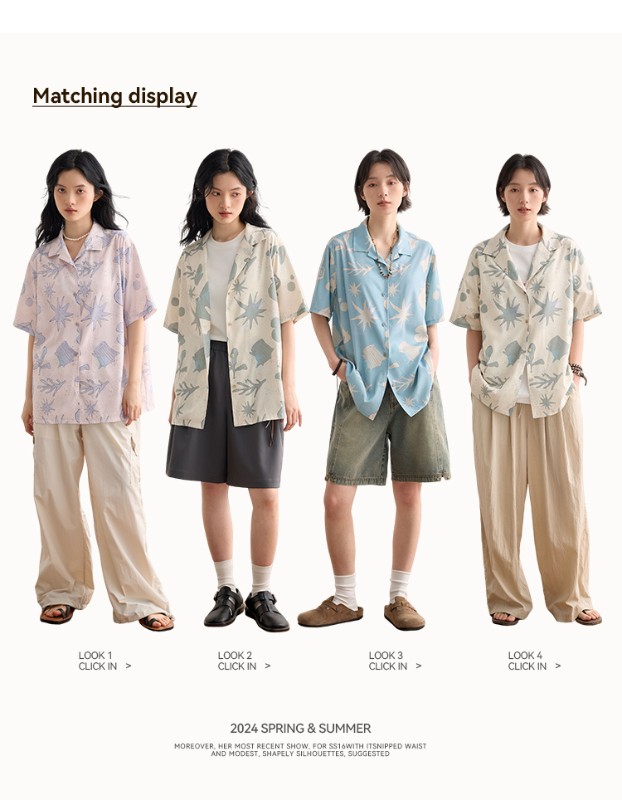 夏の新作プリント半袖シャツトップオリジナルルーズカジュアル半袖シャツ 夏の新作プリント半袖シャツトップオリジナルルーズカジュアル半袖シャツ