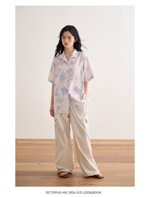 夏の新作プリント半袖シャツトップオリジナルルーズカジュアル半袖シャツ 夏の新作プリント半袖シャツトップオリジナルルーズカジュアル半袖シャツ