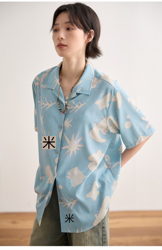 夏の新作プリント半袖シャツトップオリジナルルーズカジュアル半袖シャツ 夏の新作プリント半袖シャツトップオリジナルルーズカジュアル半袖シャツ