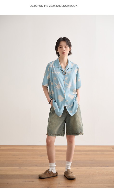 夏の新作プリント半袖シャツトップオリジナルルーズカジュアル半袖シャツ 夏の新作プリント半袖シャツトップオリジナルルーズカジュアル半袖シャツ