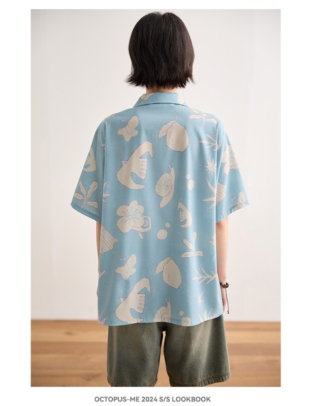 夏の新作プリント半袖シャツトップオリジナルルーズカジュアル半袖シャツ 夏の新作プリント半袖シャツトップオリジナルルーズカジュアル半袖シャツ