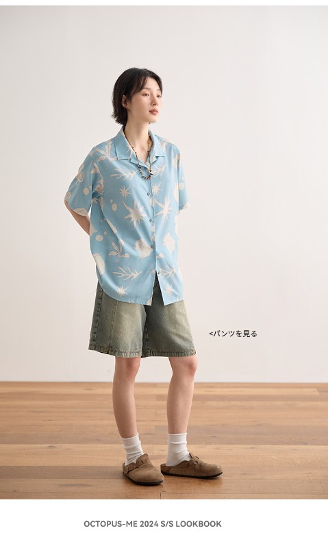 夏の新作プリント半袖シャツトップオリジナルルーズカジュアル半袖シャツ 夏の新作プリント半袖シャツトップオリジナルルーズカジュアル半袖シャツ