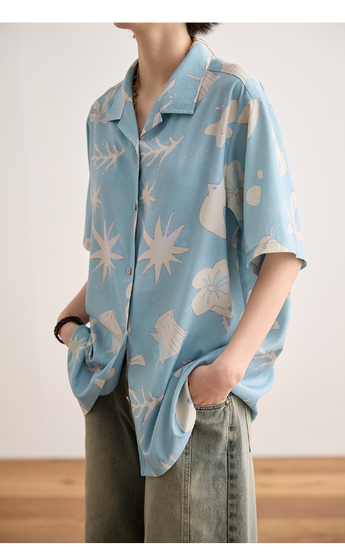 夏の新作プリント半袖シャツトップオリジナルルーズカジュアル半袖シャツ 夏の新作プリント半袖シャツトップオリジナルルーズカジュアル半袖シャツ