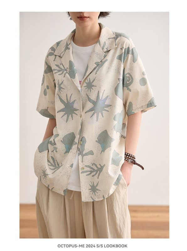 夏の新作プリント半袖シャツトップオリジナルルーズカジュアル半袖シャツ 夏の新作プリント半袖シャツトップオリジナルルーズカジュアル半袖シャツ