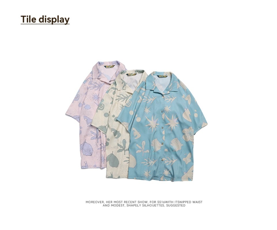 夏の新作プリント半袖シャツトップオリジナルルーズカジュアル半袖シャツ 夏の新作プリント半袖シャツトップオリジナルルーズカジュアル半袖シャツ