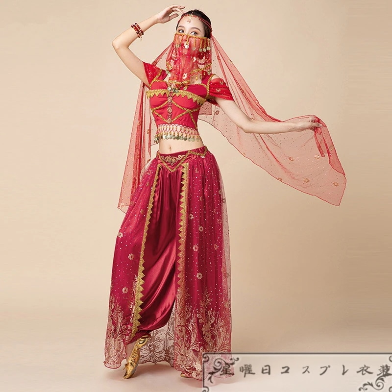 在庫品 アラジン ジャスミン姫 コスプレ衣装 ベリーダンス衣装 仮装 変装 ハロウィン コスチューム イベント コスチューム