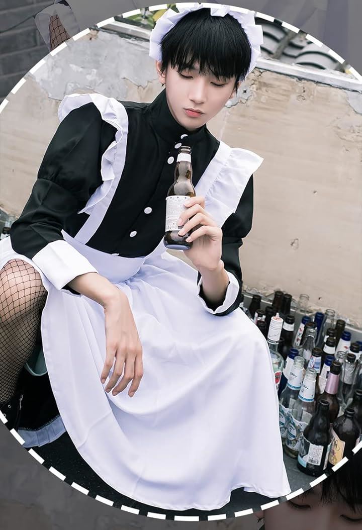 レディレイジー 女装 メイド コスプレ 長袖 ロング メイド服 メンズ 黒 ブラック(ブラック, 2XL) レディレイジー 女装 メイド コスプレ 長袖 ロング メイド服 メンズ 黒 ブラック(ブラック, 2XL)