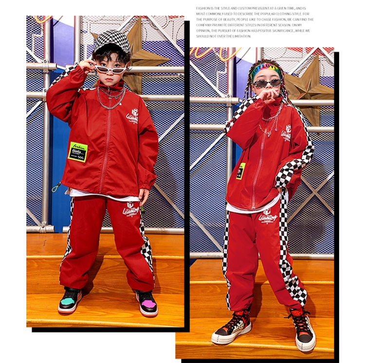 【本日限定】キッズ ダンス衣装 上下セット 赤 ガールズ スポーツウェア ジャージ 韓国子供服 ジャケット ダンス 衣装 男の子 女の子 長袖ダンス 運動着 韓国風 ジュニア セットアップ ロングパン