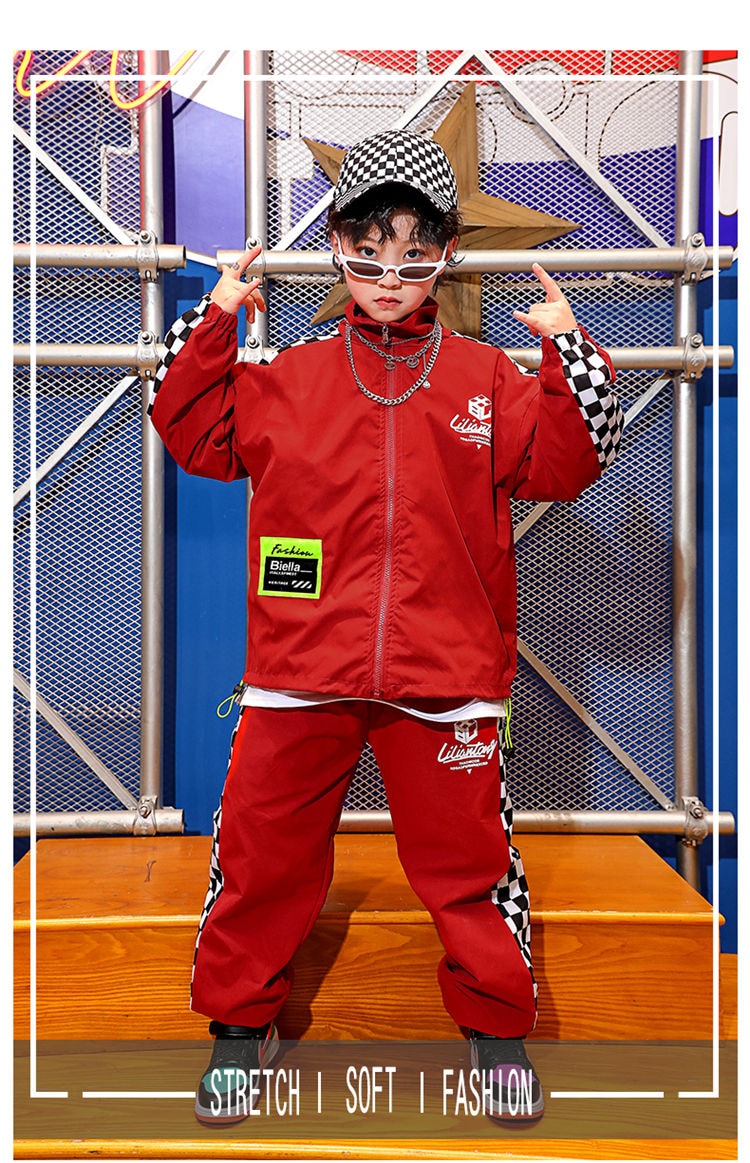 【本日限定】キッズ ダンス衣装 上下セット 赤 ガールズ スポーツウェア ジャージ 韓国子供服 ジャケット ダンス 衣装 男の子 女の子 長袖ダンス 運動着 韓国風 ジュニア セットアップ ロングパン