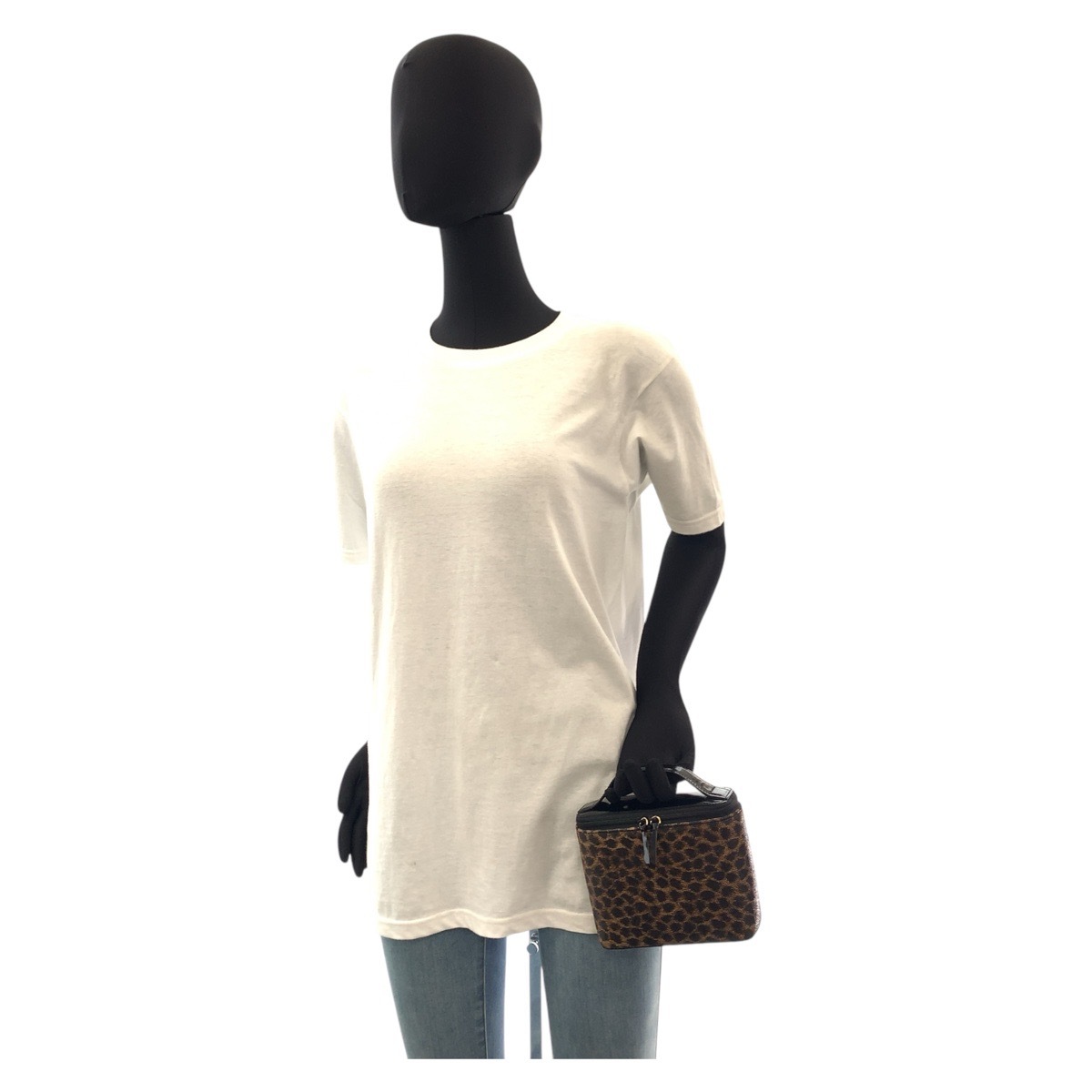 美品 ヴィンテージ レオパード ブラウン ブラック ゴールド金具 PVC/エナメル ハンドバッグ バニティバッグ レディース 502207