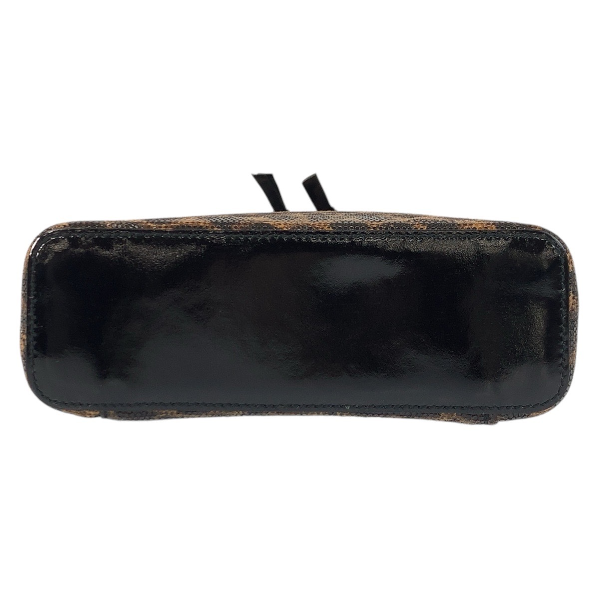 美品 ヴィンテージ レオパード ブラウン ブラック ゴールド金具 PVC/エナメル ハンドバッグ バニティバッグ レディース 502207