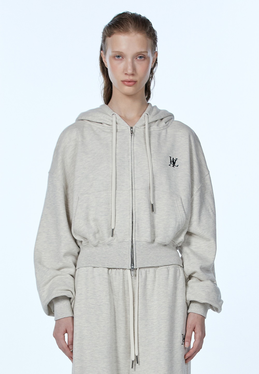 【WOOALONG】 SIGNATURE CROP HOOD ZIP-UP : OAT MEAL 【WOOALONG】 SIGNATURE CROP HOOD ZIP-UP : OAT MEAL