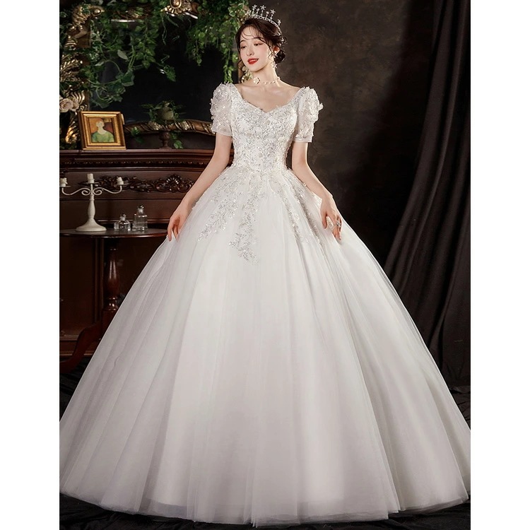 高品質保証ウェディングドレス 白 パフスリーブ ビーズ スパンコール キレイめ ブライダルドレス ホワイトドレス 海外挙式 花嫁ドレス 結婚式ドレス Vネック ロングドレス 二次会ドレス 花柄 ウェデ 高品質保証ウェディングドレス 白 パフスリーブ ビーズ スパンコール キレイめ ブライダルドレス ホワイトドレス 海外挙式 花嫁ドレス 結婚式ドレス Vネック ロングドレス 二次会ドレス 花柄 ウェデ