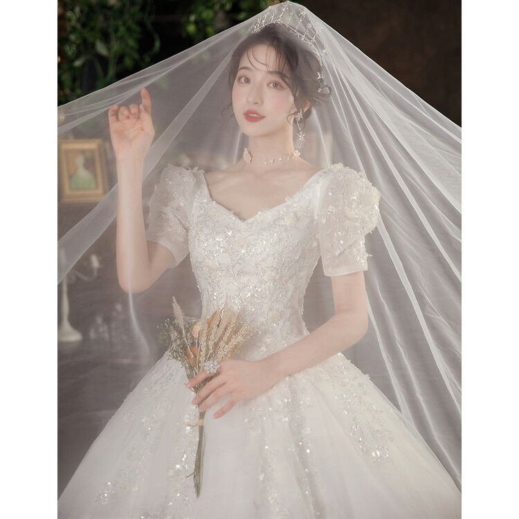 高品質保証ウェディングドレス 白 パフスリーブ ビーズ スパンコール キレイめ ブライダルドレス ホワイトドレス 海外挙式 花嫁ドレス 結婚式ドレス Vネック ロングドレス 二次会ドレス 花柄 ウェデ 高品質保証ウェディングドレス 白 パフスリーブ ビーズ スパンコール キレイめ ブライダルドレス ホワイトドレス 海外挙式 花嫁ドレス 結婚式ドレス Vネック ロングドレス 二次会ドレス 花柄 ウェデ