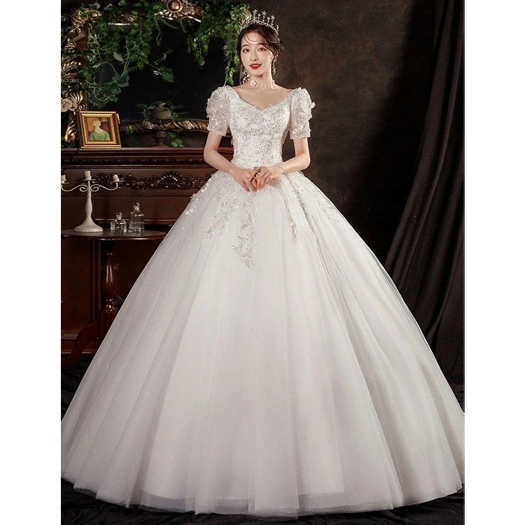 高品質保証ウェディングドレス 白 パフスリーブ ビーズ スパンコール キレイめ ブライダルドレス ホワイトドレス 海外挙式 花嫁ドレス 結婚式ドレス Vネック ロングドレス 二次会ドレス 花柄 ウェデ 高品質保証ウェディングドレス 白 パフスリーブ ビーズ スパンコール キレイめ ブライダルドレス ホワイトドレス 海外挙式 花嫁ドレス 結婚式ドレス Vネック ロングドレス 二次会ドレス 花柄 ウェデ
