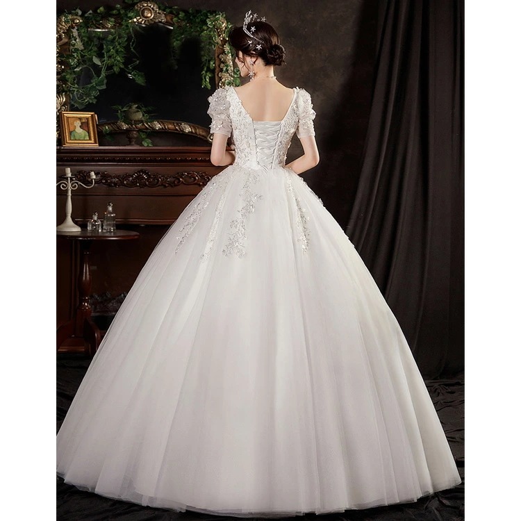 高品質保証ウェディングドレス 白 パフスリーブ ビーズ スパンコール キレイめ ブライダルドレス ホワイトドレス 海外挙式 花嫁ドレス 結婚式ドレス Vネック ロングドレス 二次会ドレス 花柄 ウェデ 高品質保証ウェディングドレス 白 パフスリーブ ビーズ スパンコール キレイめ ブライダルドレス ホワイトドレス 海外挙式 花嫁ドレス 結婚式ドレス Vネック ロングドレス 二次会ドレス 花柄 ウェデ