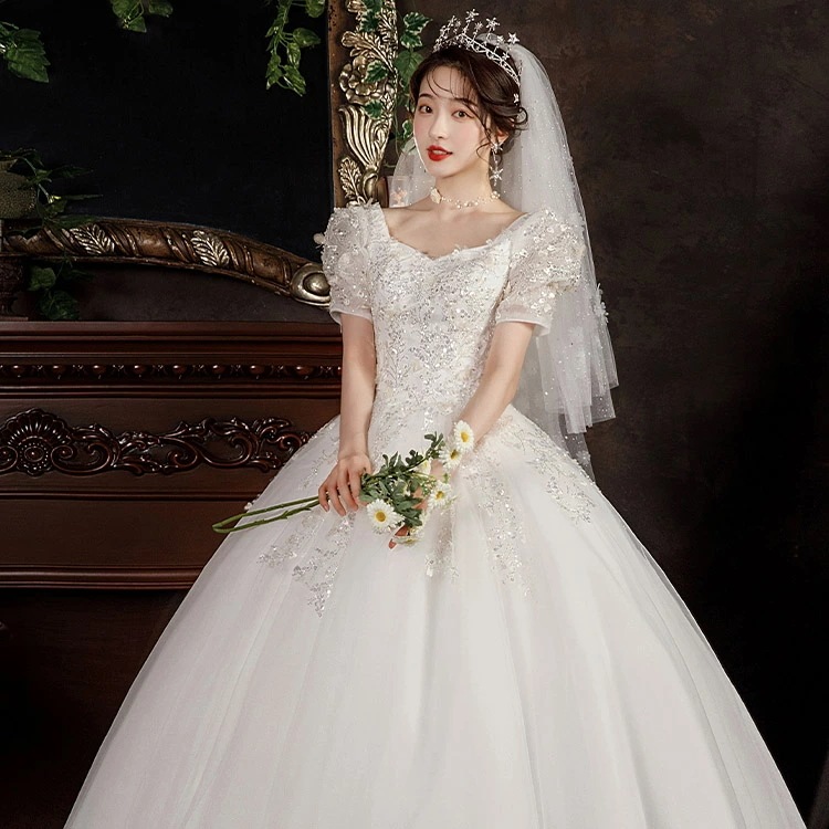 高品質保証ウェディングドレス 白 パフスリーブ ビーズ スパンコール キレイめ ブライダルドレス ホワイトドレス 海外挙式 花嫁ドレス 結婚式ドレス Vネック ロングドレス 二次会ドレス 花柄 ウェデ 高品質保証ウェディングドレス 白 パフスリーブ ビーズ スパンコール キレイめ ブライダルドレス ホワイトドレス 海外挙式 花嫁ドレス 結婚式ドレス Vネック ロングドレス 二次会ドレス 花柄 ウェデ