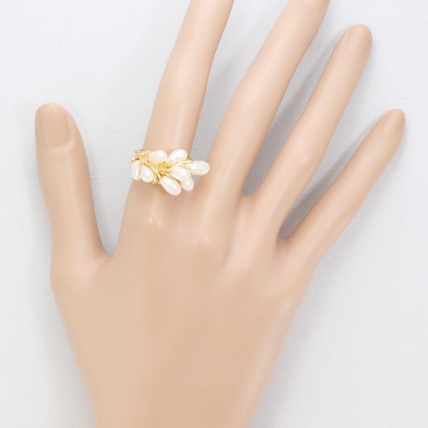 K18 18金 YG イエローゴールド リング 指輪 10号 パール(真珠) ジュエリー 中古