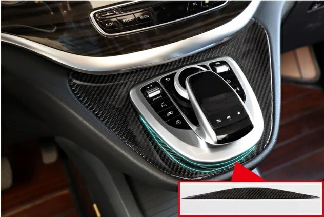 新型 メルセデス・ ベンツ Vクラス W447 専用 センターコンソール シフトパネルカバー ガーニッシュ パーツ カーボン調 2P 10008