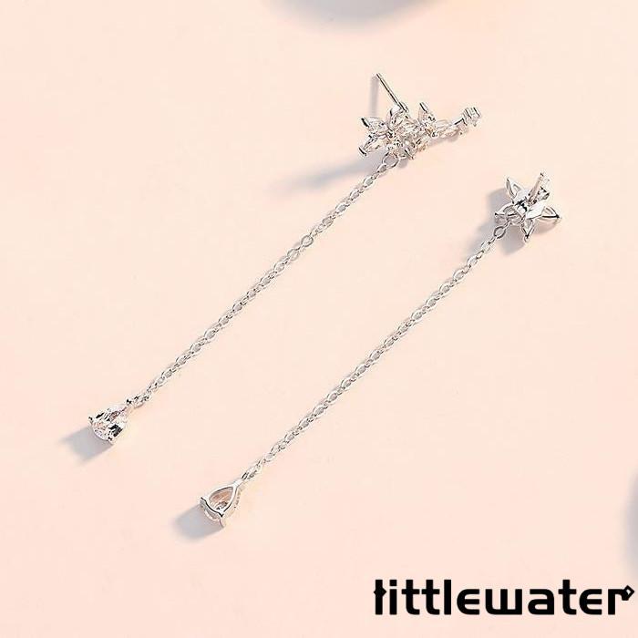 ピアス レディース 揺れる お花 チェーン オシャレ 大人可愛い 上品 2way プラチナ仕上げ シルバー925 女性 誕生日プレゼント 母の日ギフト