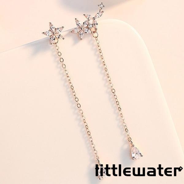 ピアス レディース 揺れる お花 チェーン オシャレ 大人可愛い 上品 2way プラチナ仕上げ シルバー925 女性 誕生日プレゼント 母の日ギフト