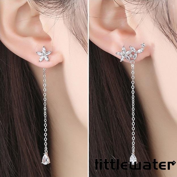 ピアス レディース 揺れる お花 チェーン オシャレ 大人可愛い 上品 2way プラチナ仕上げ シルバー925 女性 誕生日プレゼント 母の日ギフト