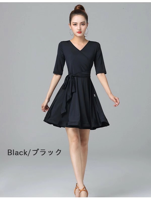 超人気,大特価 社交ダンスドレス ワンピース ラテン衣装 ラテンドレス ブラック 黒 練習着 大きいサイズ モダン ラテンダンス用 レディース 女性用 ダンス衣装 レッスンウェア チャチャチャ ルンバ