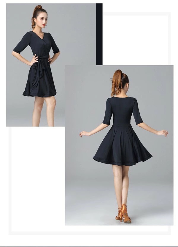 超人気,大特価 社交ダンスドレス ワンピース ラテン衣装 ラテンドレス ブラック 黒 練習着 大きいサイズ モダン ラテンダンス用 レディース 女性用 ダンス衣装 レッスンウェア チャチャチャ ルンバ