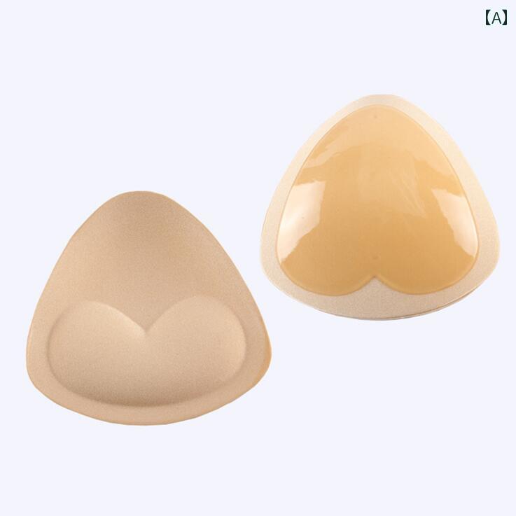 レディース 下着 肌着 水着用ブラパッド 厚さ中程 通気性 パット スポンジ 胸 バスト プッシュアップ トライアングル型 ハート型 肌色 黒色 スポンジパッド付 粘着バッド ブラパッド ブラジャーパ